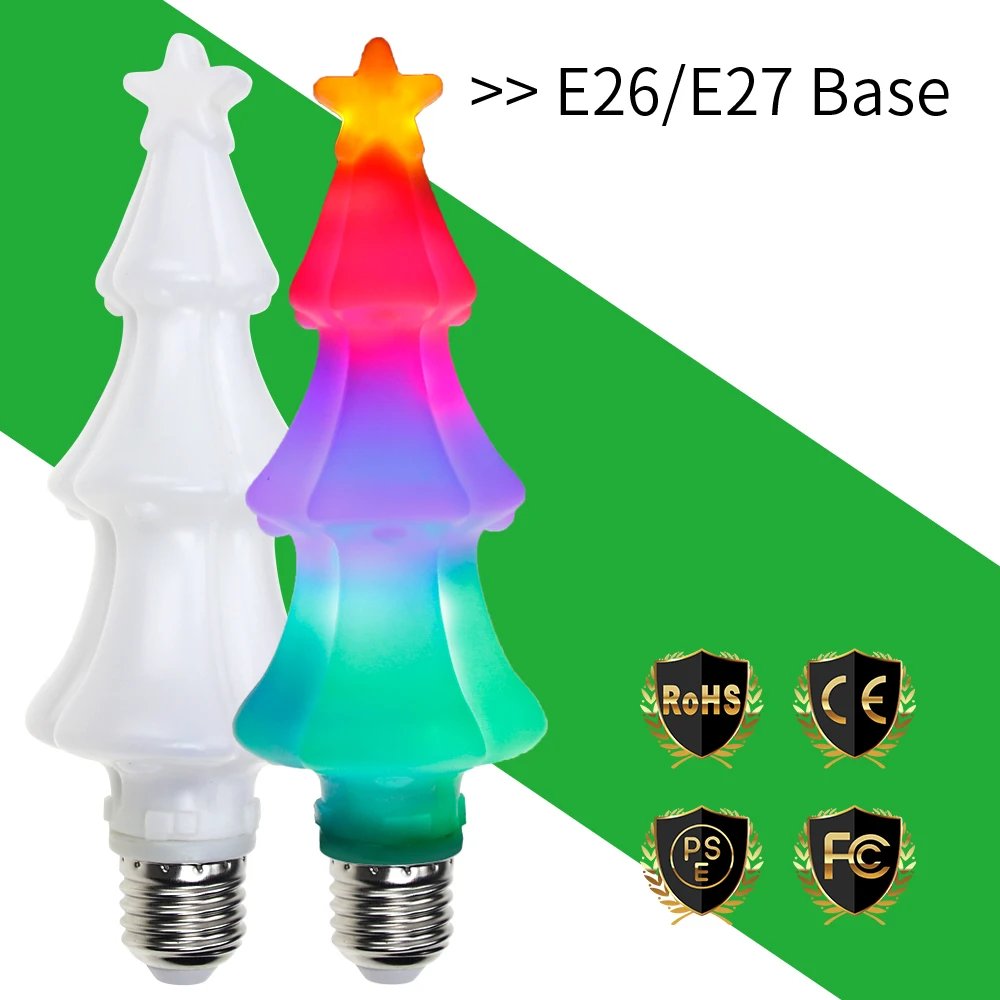 

CanLing E27 LED 220V Colorful Flame Effect Light Bulb E26 Led 3D Flickering Christmas Tree Lamp Led 3W Decorations Fairy Lights