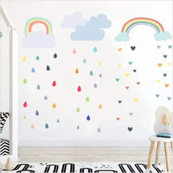 

Multi Color Raindrop Wall Decals Nursery Kid Room Wall Decor Colorful Rainbow Cloud Wall Stickers Wallpaper Home Decoration