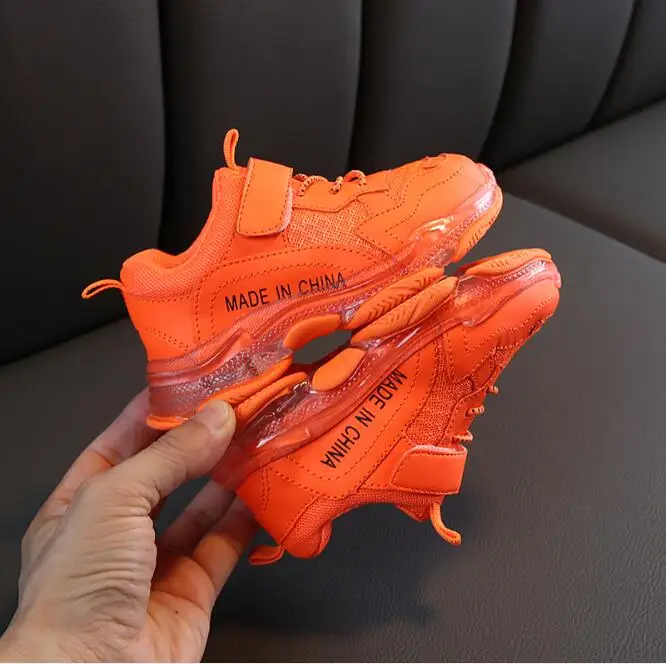 Children's shoes autumn new arrive classic style crystal bottom candy color mesh breathable sports shoes - Color: Orange