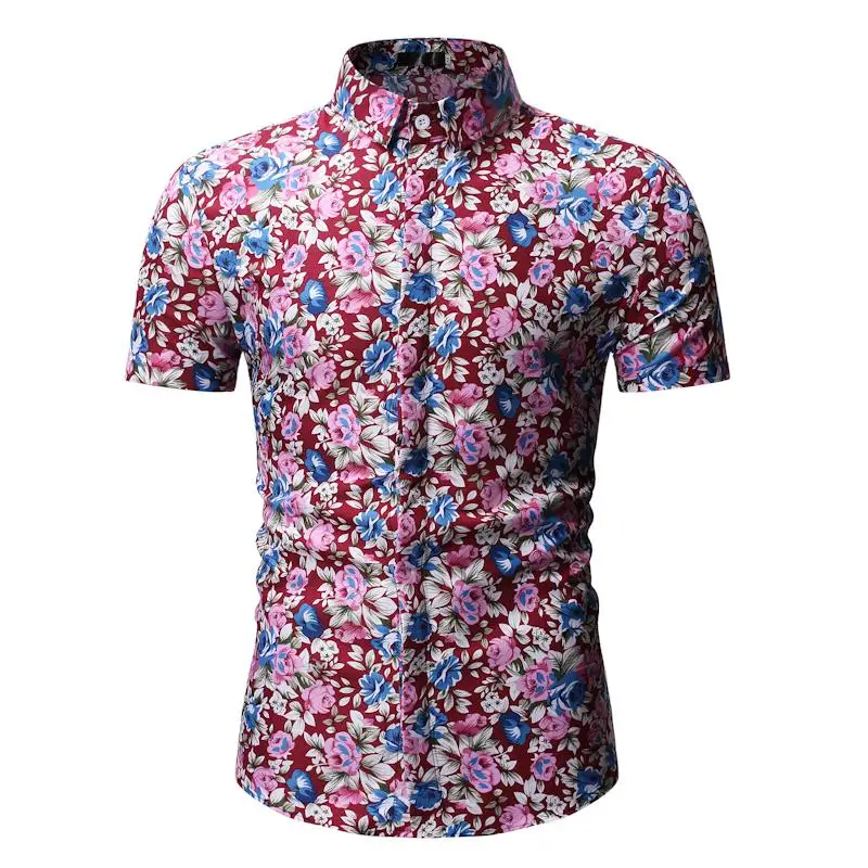 Цветок Для мужчин блузка Для мужчин модные цветочные рубашки гавайская рубашка Мужская одежда Повседневная короткий рукав Camisa masculina