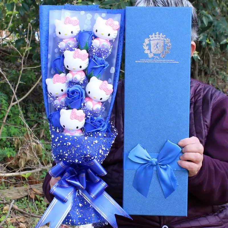 SAILEROAD Hola Kitty Stitch felpa 8 piezas de + 3 piezas jabón falsa flor Peluche de San Valentín boda regalo de decoración de la fiesta SAILEROAD Hola Kitty Stitch felpa 8 piezas de + 3 piezas jabón falsa flor Peluche de San Valentín boda regalo de decoración de la fiesta