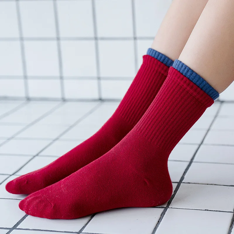 

1 Pair Women Socks 2019 Autumn New Fashion Motion Comfortable Cotton Solid Elastic Wild Deodorant Color Long Socks Women