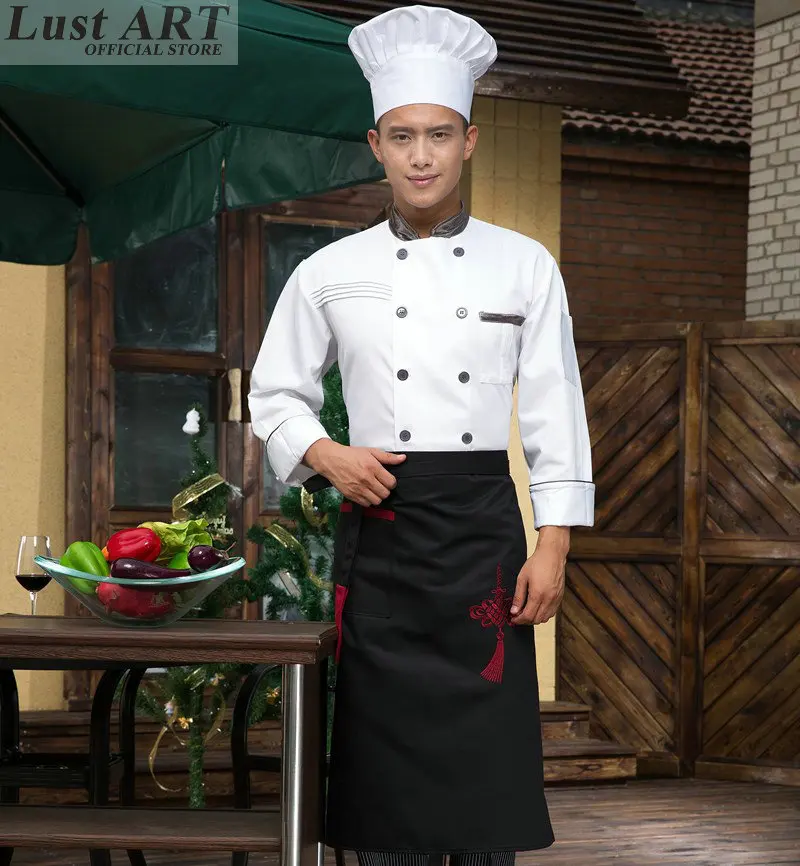 Food Service chef jacket white red black restaurant cook clothes hotel