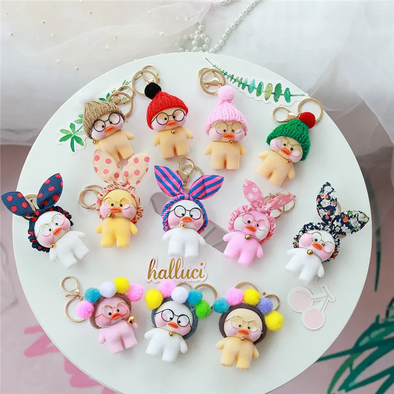 Набор Lalafanfan симпатичный брелок Kawaii Cafe Mimi желтая утка действие фигурный брелок сумки игрушки, украшения для Childre/Для девочек