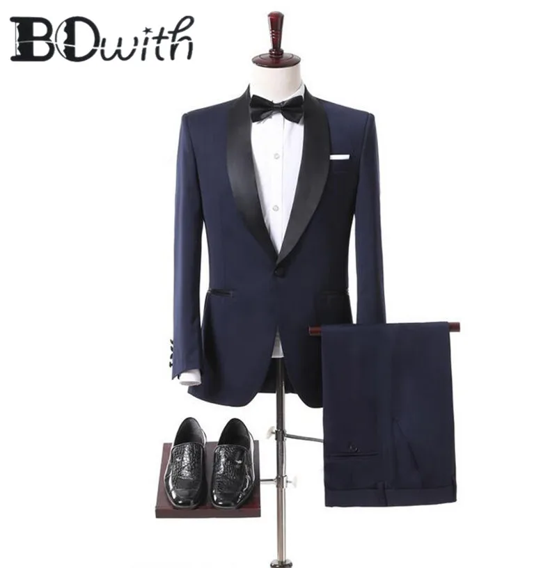 

2019 New Arrival Men Suit Wedding Groom Suit One Button Slim Fit Shawl Collar Tuxedo For Men Wedding Suits Prom