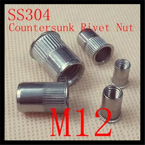 

50pcs/lot High Quality M12 Stainless Steel Countersunk Insert Rivet Nut