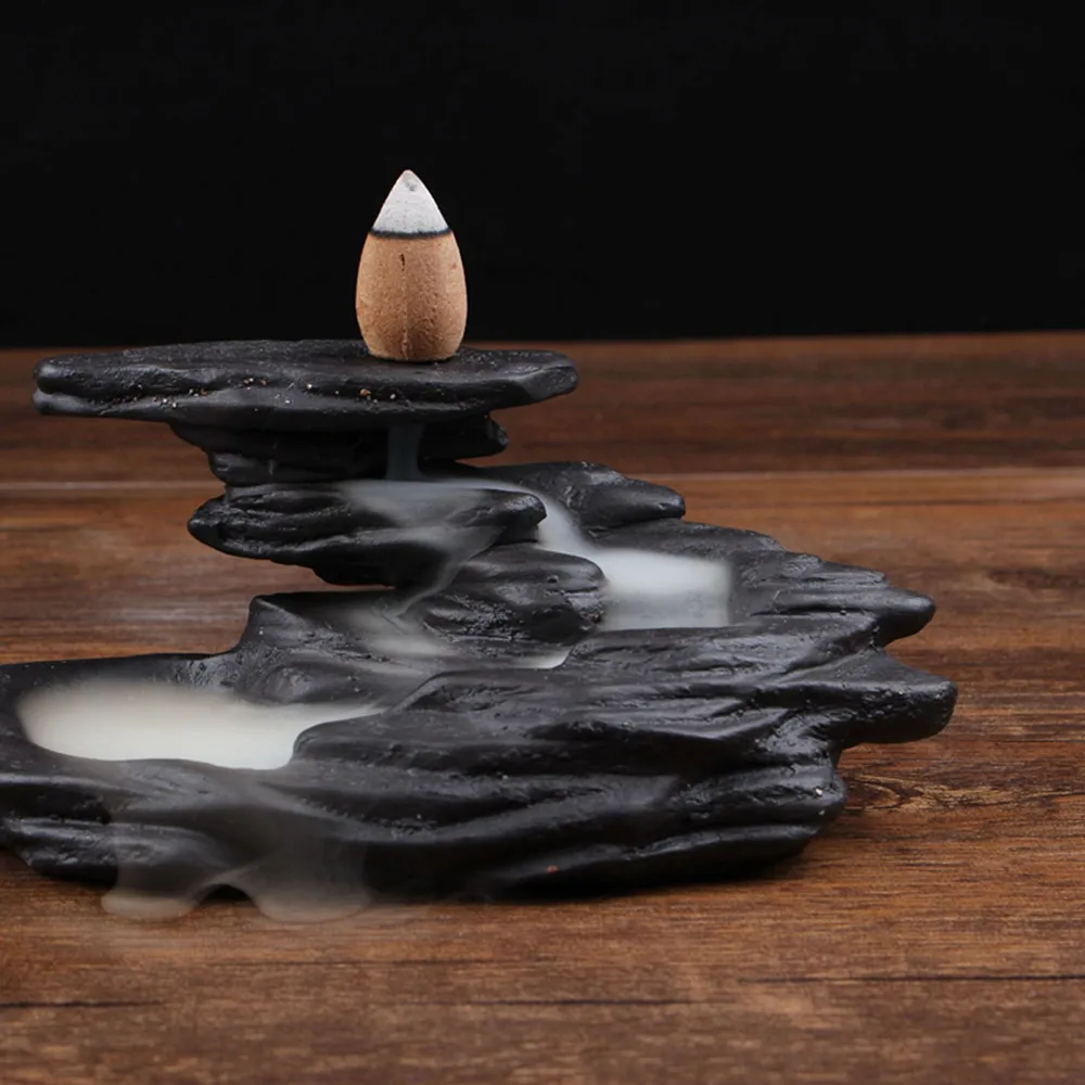 

Backflow Incense Burner Aromatherapy Stone Turn To Clear Spring Gift Ornaments Home Office Crafts Incense Holder+20PC Incense
