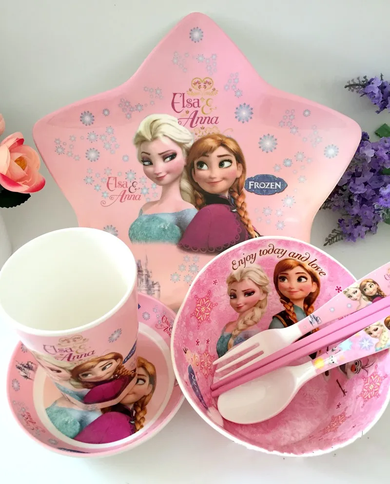 

Children 's cutlery set of ice and snow edge baby plate bow cup fork fork tableware package, melamine baby tableware set