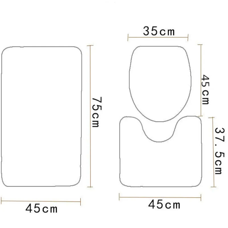 3 шт. рыбок анти-silp коврик для ванной фланель Контур Коврик для крышки унитаза ковровые покрытия Ванная комната комплект