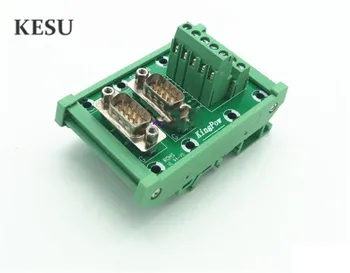 

Dual DB9 D-Sub DIN Rail Mount Interface Module , 2-Ports DB9 9PIN male Breakout Board terminals