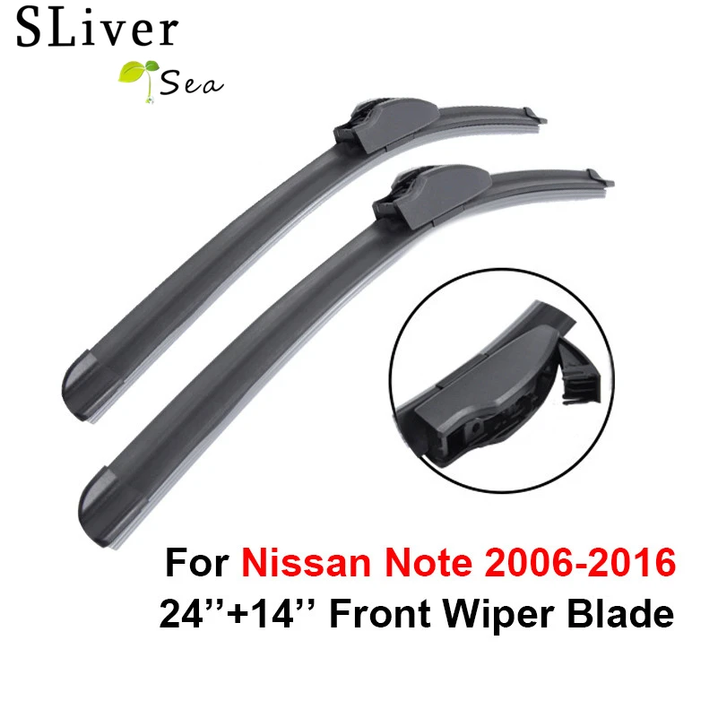 SLIVERYSEA переднее и заднее лезвие стеклоочистителя для Nissan Note 2006- высококачественные силиконовые резиновые стеклоочистители для ветрового стекла