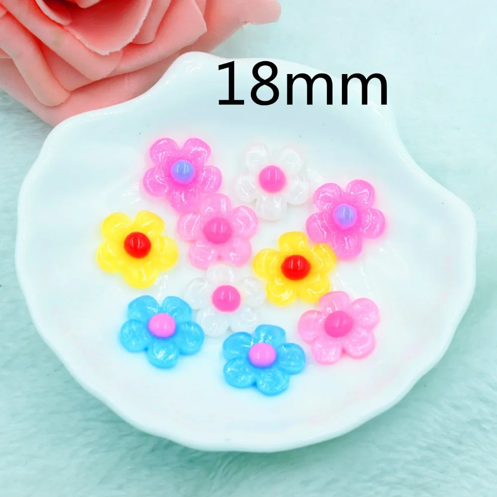 50pcs/lot flat back resin flower mix colors DIY resin cabochons
