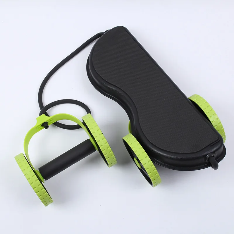 Outdoor Professional Multi function Chest Expander Double Wheel Abdominal Device Pull rope Health wheel Plastic Yoga Exercise 