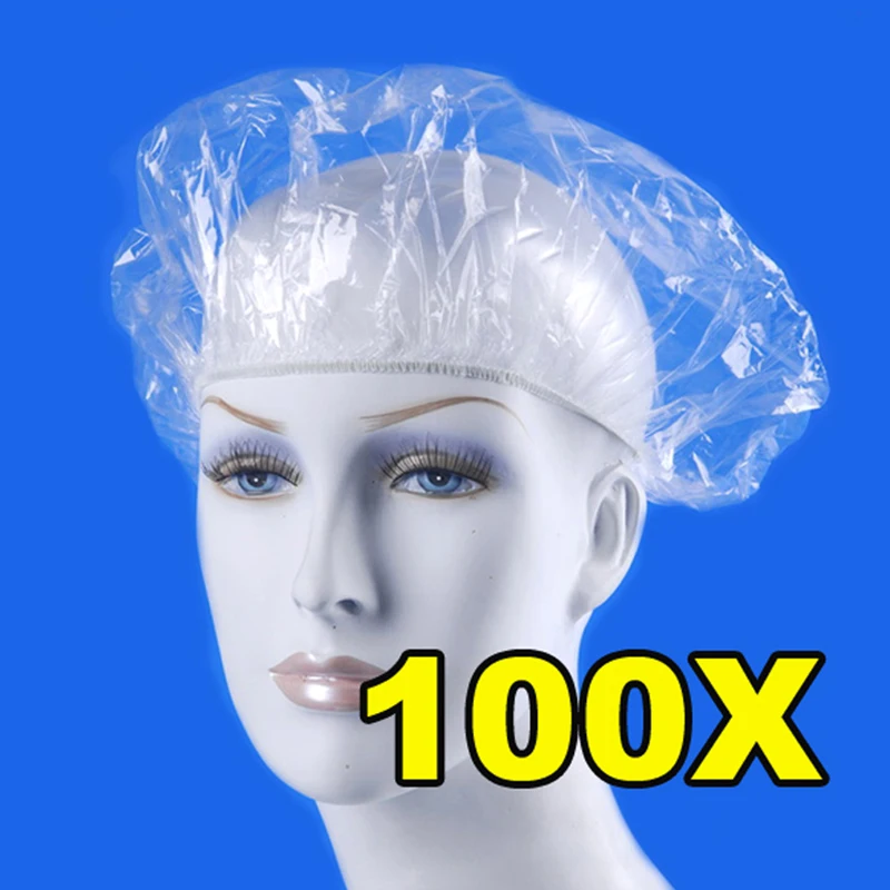100 шт./лот, одноразовая шапочка для душа, s Hat, шапочка для купания, s, для отелей, одноразовая эластичная шапочка для душа, прозрачная шапочка для волос, для салона, ванной комнаты, для ванной, s A