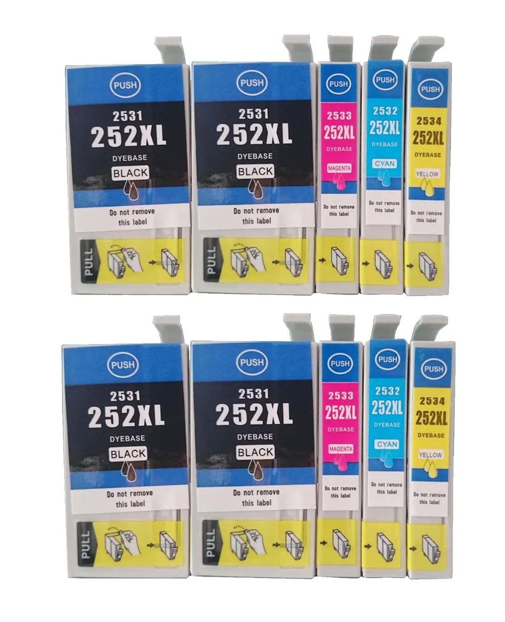 10 упаковок совместимый чернильный картридж для Epson T252 T252XL принтер WF-3620 WF-3640 WF-7110