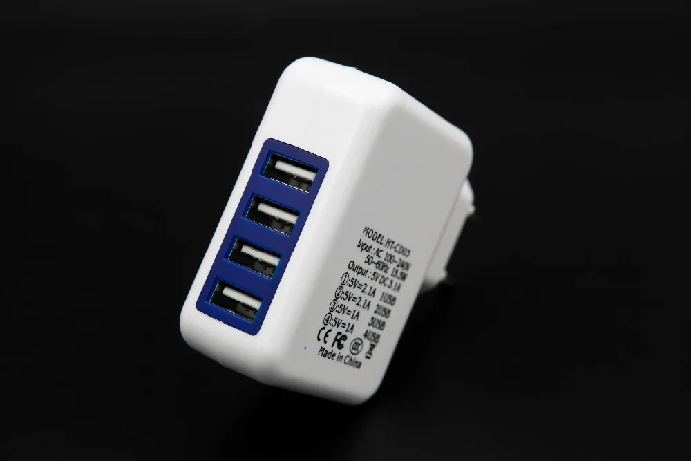 Usb-хаб, 4 порта, адаптер питания, настенное домашнее зарядное устройство для телефона, штепсельная вилка европейского стандарта, Прямая поставка