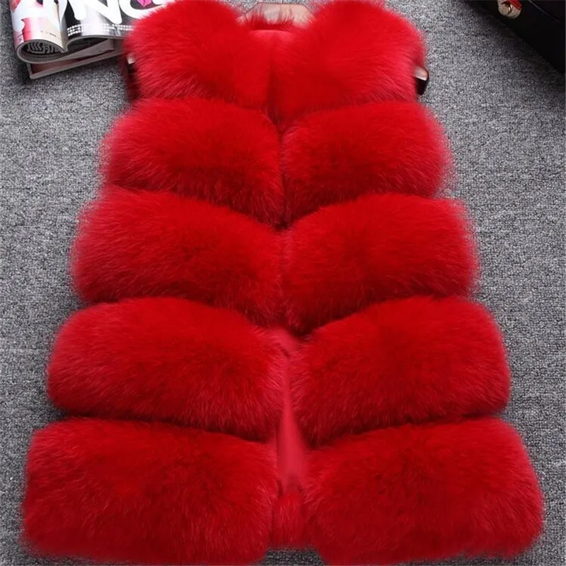 

2018 new High Quality Faux Fur Vest Winter Warm Long Women Faux Fox Fur Vest Furry Slim Woman Fake Fur Vest Plus Size Fur Vests
