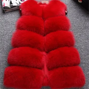 

2020 new High Quality Faux Fur Vest Winter Warm Long Women Faux Fox Fur Vest Furry Slim Woman Fake Fur Vest Plus Size Fur Vests