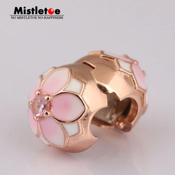 

Mistletoe Jewelry 925 Sterling Silver Magnolia Bloom Clip, Mistletoe Rose, Blush Pink Crystal & Mixed Bead Fit European Bracelet