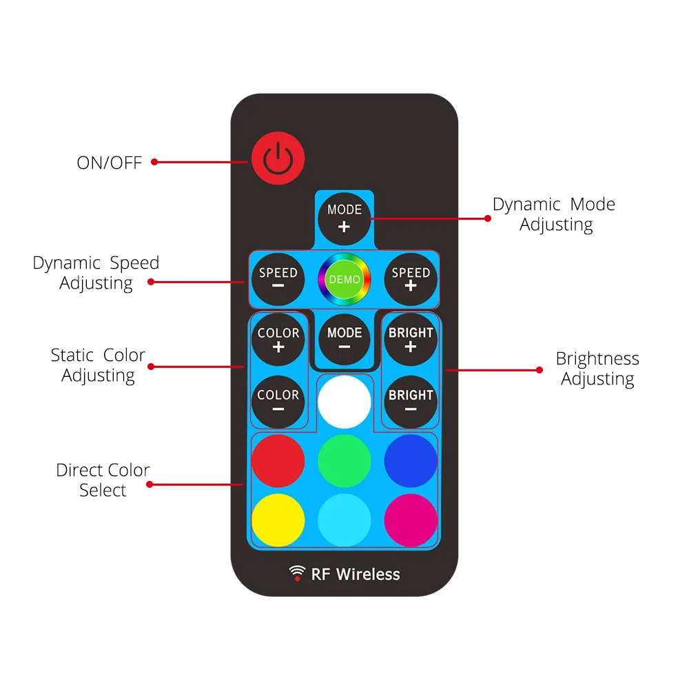 Светодиодный светильник RGB 5 в с питанием от батареи USB Светодиодная лента Bluetooth полоса/17 ключ RF пульт дистанционного управления для велосипеда, телевизора, скейтборда, декора обуви