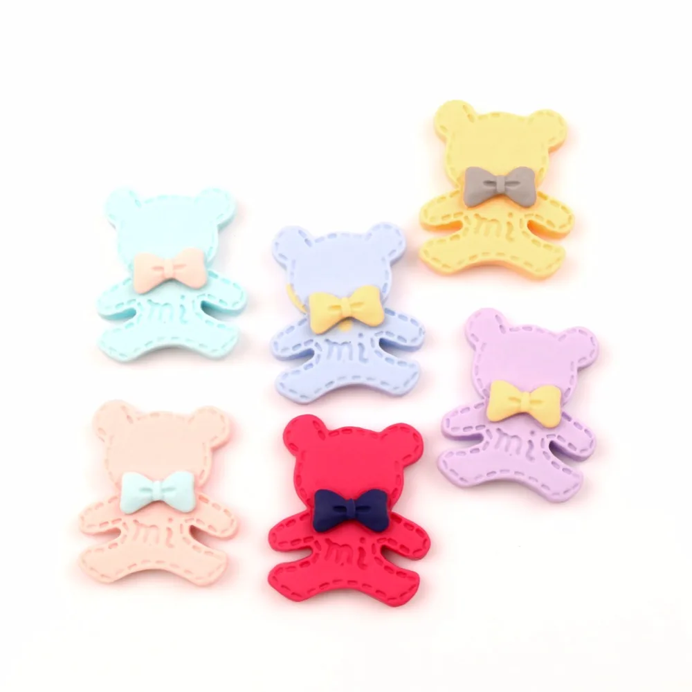 

LF 30Pcs Resin Bear 27x21mm Decoration Crafts Flatback Cabochon Embellishments For Scrapbooking Kawaii Cute Diy Accessories