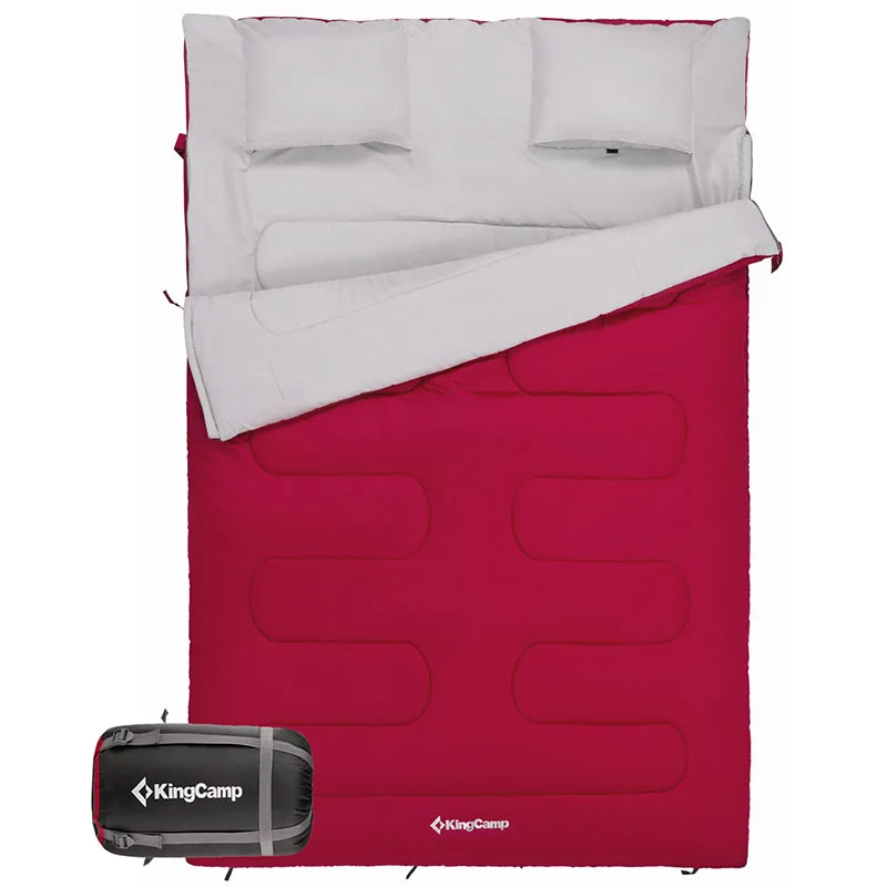 KingCamp серии кислорода двойной Теплый Комфорт портативный квадратный спальный мешок, для наружного кемпинга и дома, две подушки - Цвет: Red