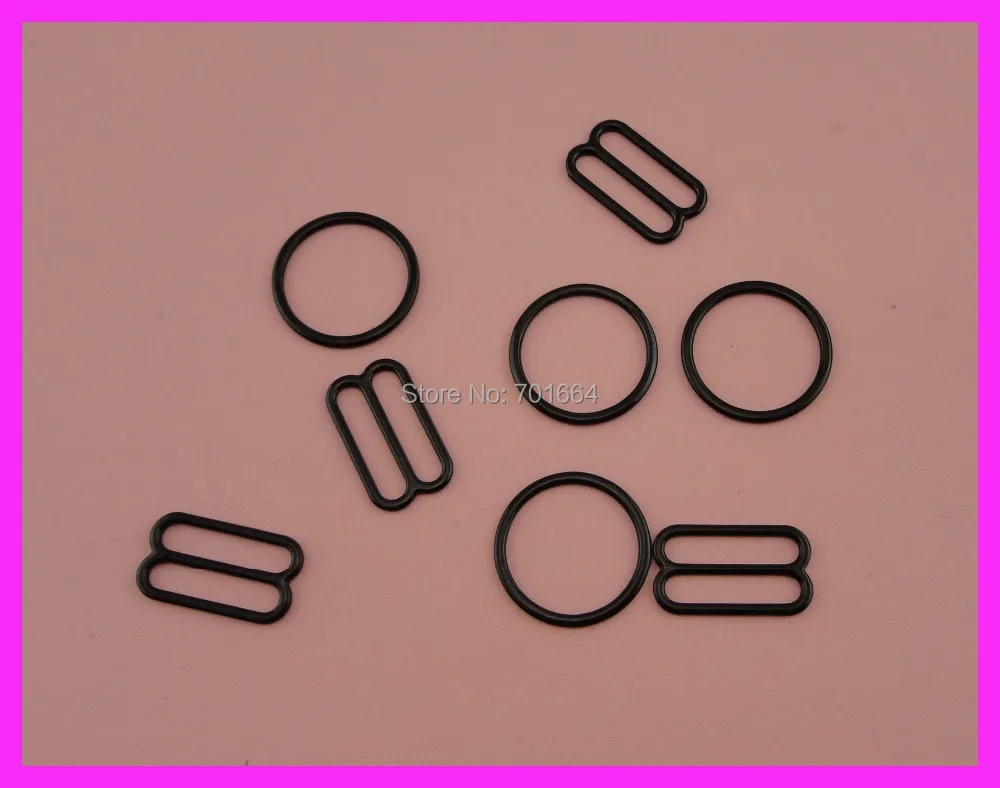 

50sets 18mm inner size black metal adjustable clips for bra and adjuster pieces,metal regulators and ring sets