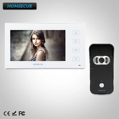 

HOMSECUR 7" Video&Audio Smart Doorbell+Touch Button Monitor 1C1M for House/Flat : TC021-B + TM704-W