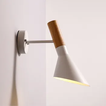 

Swing Head Wall light Creative Wall Lamp Wooden Wall 110-230V E27 Bedroom Lighting Black / White Bedside Reading Lamp