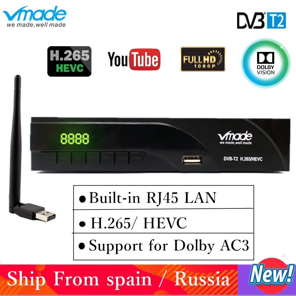 

Netherlands DVB-T2 digital receiver supports FTA H.265/ HEVC DVB-T RJ45 LAN dvb t2 hot sale Europe Russia Czech Republic Germany