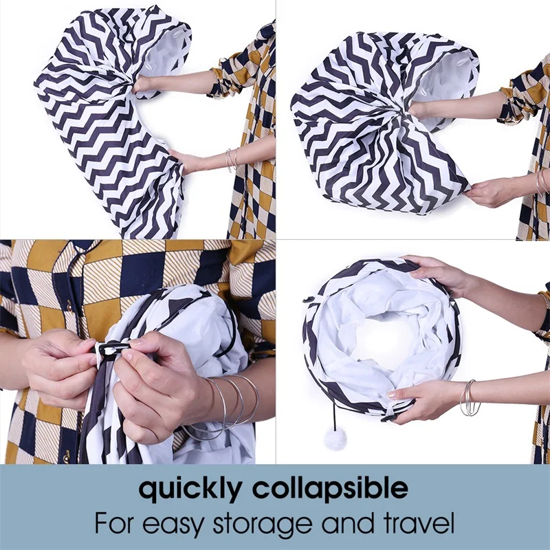 Pet Cat Tunnel 2 Holes Cat Play Tubes With Ball Collapsible Crinkle Kitten Dog Toys Puppy Rabbit Play Cat Tunnel Tubes Cat Toy