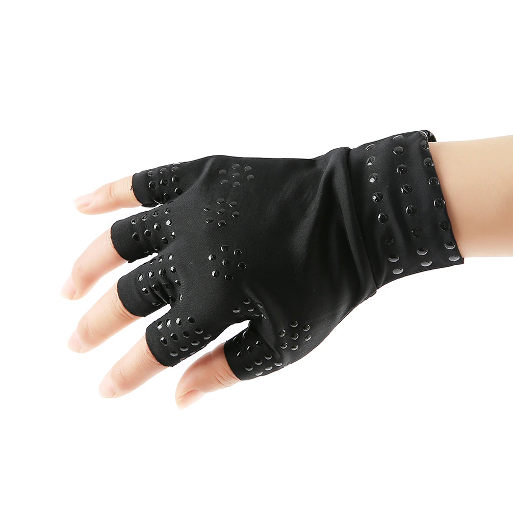 Магнитные терапевтические медицинские перчатки на половину пальца эластичные анти-отечность уход за кожей суставы черные перчатки без