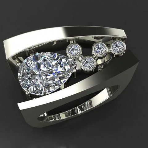 

Unique Female Male Geometric Ring White Water Drop Crystal zircon Wedding Band Engagement Rings For Women/men