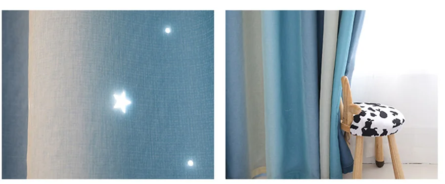Градиент Полосатый фатин+ твердый полый Звездный ткань толстая затеняющая занавеска s для гостиной скандинавские оконные занавески ткань драпировка DF037-40