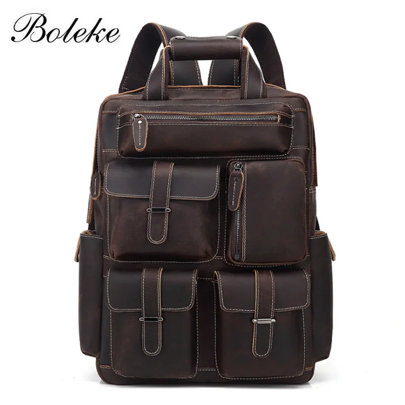 0 : Buy Men Genuine Leather Backpack Vintage Handmade Rucksack Extra Large Crazy ...