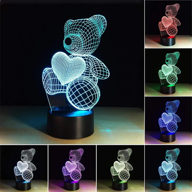 Butterfly 3D Illusion Lamp LED Night Light 16 Color Changing Kids Xmas Gift Toy