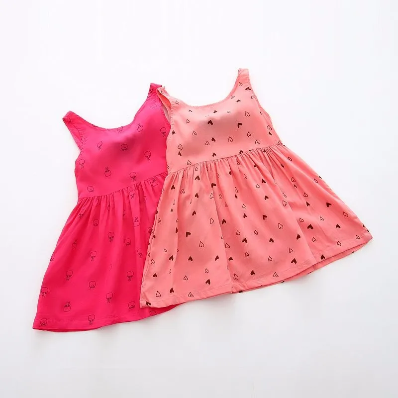 Хлопковое платье-майка для маленьких девочек Детский сарафан платье-рубашка принцессы
