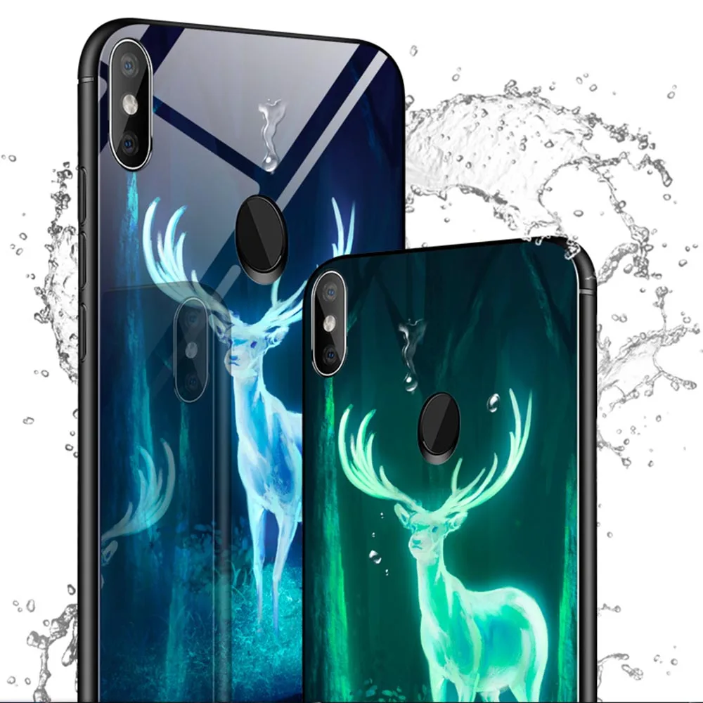 Luminous Tempered Glass Case For Xiaomi Mi 8 SE A1 A2 Lite MiX3 Max 2 3 Case on Redmi Note 5 Pro 4X Case Redmi 5 Plus 6 6A Cover (2)