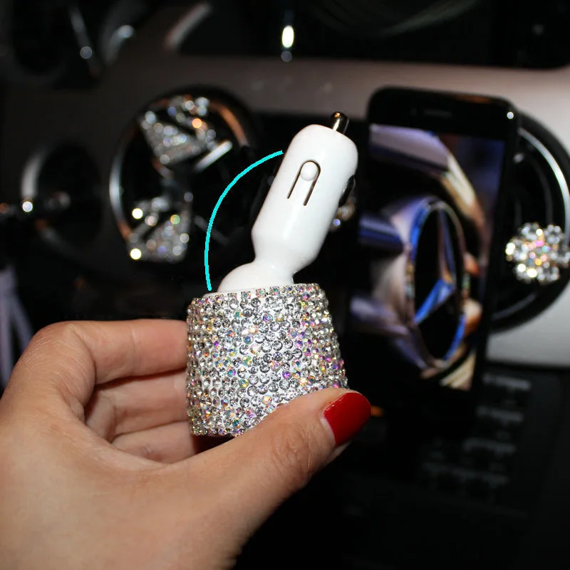 Кристальный алмаз 2 портовый универсальный быстрый USB автомобиль зарядка горный