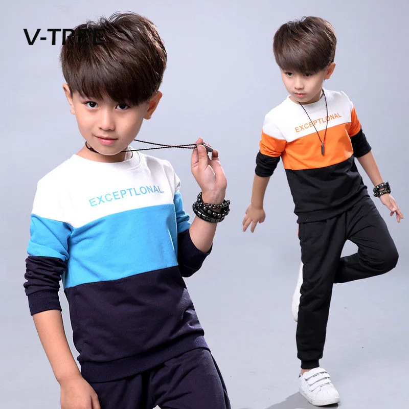 

Fashion autumn teenage boys clothing sets stripe casual boys sport suit children kids tracksuit 3-12 years teenage clothes
