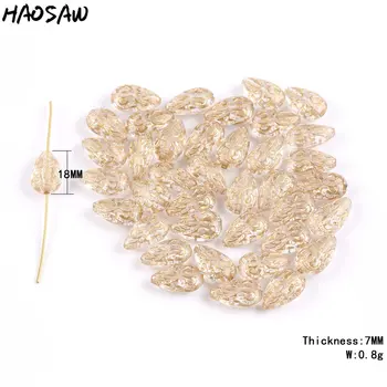 

18*12MM 600Pcs/Lot Loose Beads Flat Pear Shape Clear With Gold Patterning Acrylic Beads For Girls DIY Jewelry Making