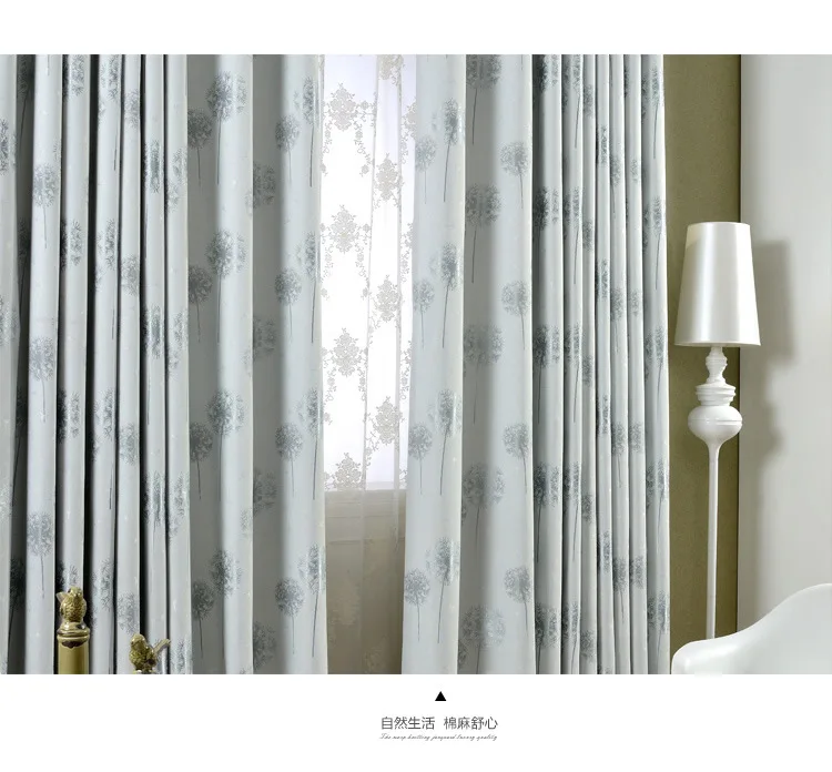Пасторальный стиль тканые жаккардовые Одуванчик узор льняная ткань занавески шторы со складками для гостиной