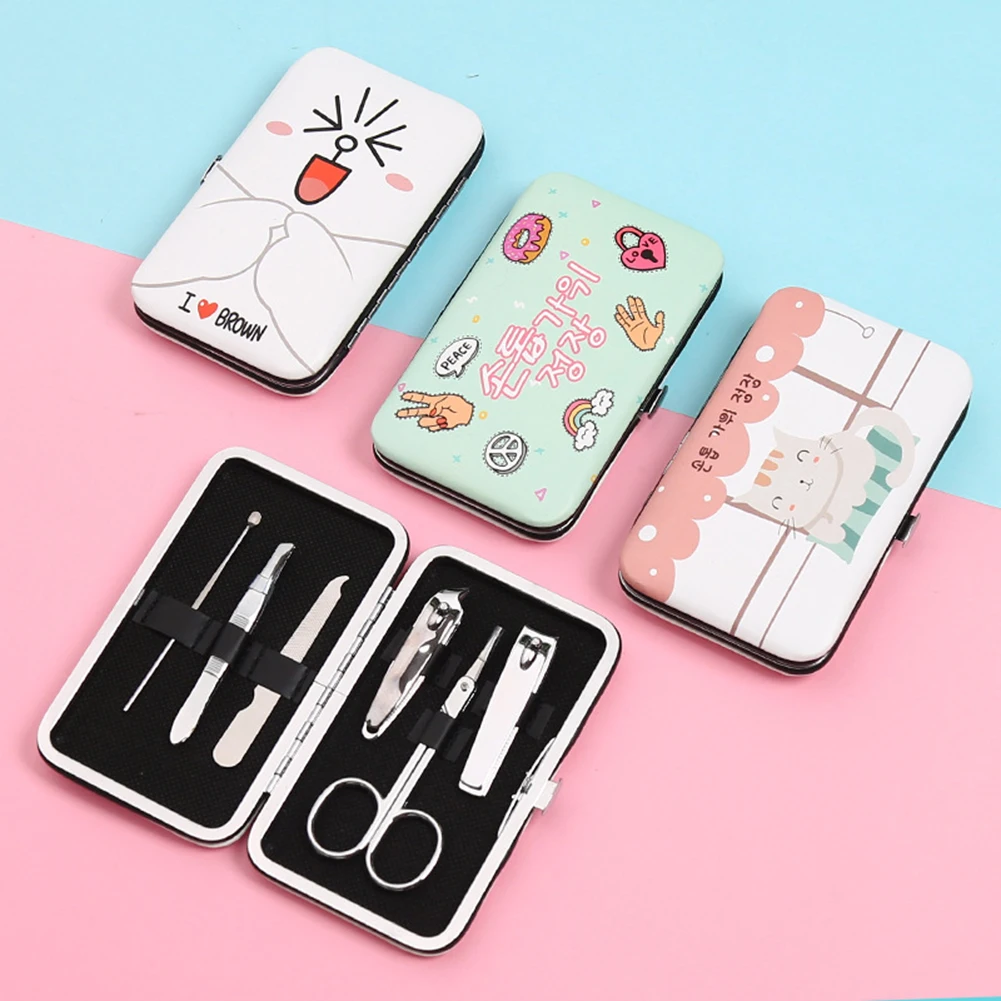

Y&W&F 6/1pcs Nail Art Utility Manicure Tools Nails Clipper Scissors Tweezer Manicure Sets durable Nail Care Nipper Ear Pick Kit