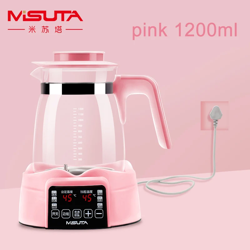 Умный чайник для воды с постоянной температурой, устройство для подогрева детского молока, умный термостат для сухого молока, бойлер для воды, Электрический чайник - Цвет: pink 1200ml
