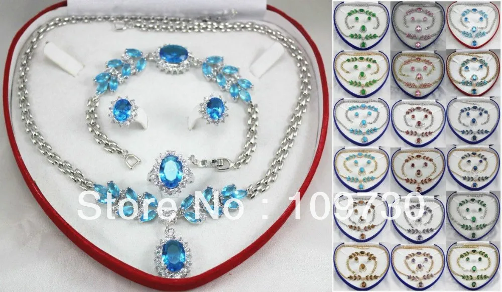

FREE SHIPPING>>@> Jewelry 00509 12color-green/red/purple/blue jade/zirconia/turquoise necklace bracelet ring EARring can choose