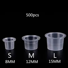 500/1000 ADET Plastik Tek Kullanımlık Microblading Dövme Mürekkep Bardak S/M/L Kalıcı Makyaj Pigment Net Tutucu Konteyner Kapağı