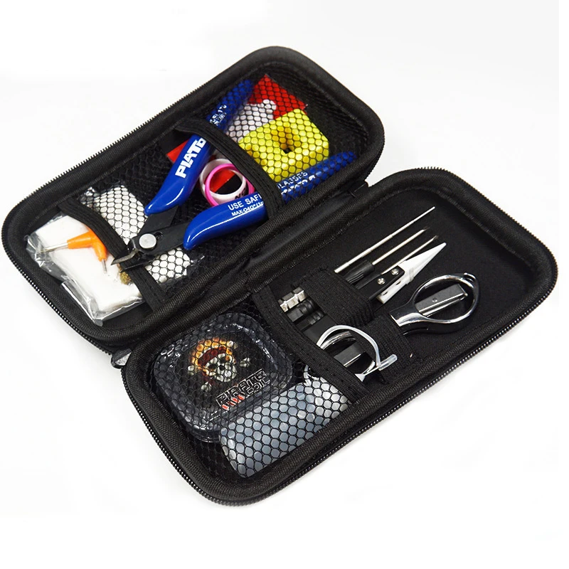

Electronic Cigarette DIY Tool Bag Tweezers Pliers Wire Heaters Kit Coil Jig For Packing Electronic Cigarette Accessories