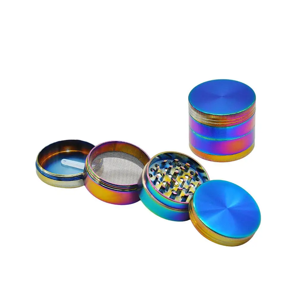 

Rainbow Colorful Tobacco Grinder Metal Hand Aluminum Herbal Herb Tobacco Grinders Spice Weed Crusher Smoking Pipe Accessories