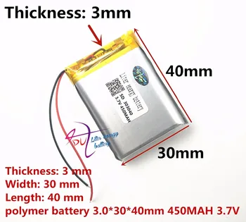 

303040 3.7V 450MAH polymer li-ion battery rechargeable battery 303040 MP3/4/5 bluetooth monitor walkie-talkie batteries