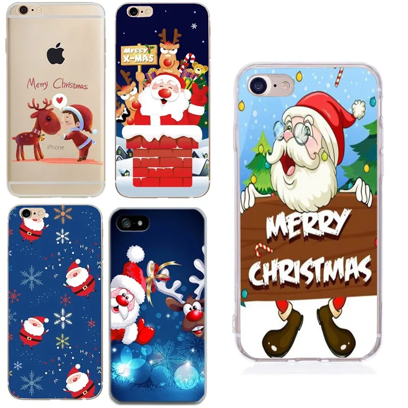 Soft TPU Case For iPhone 6 5 S E 7plus Santa Silicone Fundas for iphone 7 8 plus 10 X Back Cover Coque iPhone6 |